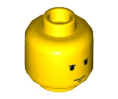 Minifigure, Head Male Small Black Eyebrows and Chin Dimple Pattern - Hollow Stud