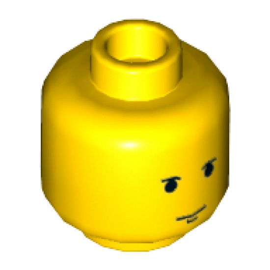 Minifigure, Head Male Small Black Eyebrows and Chin Dimple Pattern - Hollow Stud
