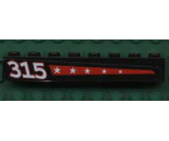 Brick 1 x 8 with 5 Stars on Red Stripe and '315' on Left Pattern (Sticker) - Set 6596