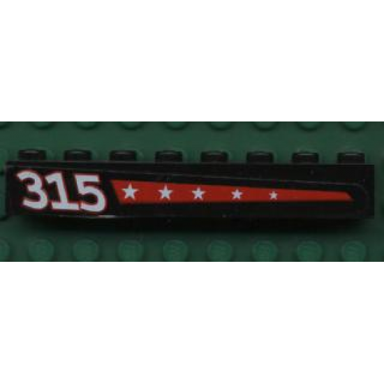 Brick 1 x 8 with 5 Stars on Red Stripe and '315' on Left Pattern (Sticker) - Set 6596