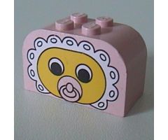 Slope, Curved 4 x 2 x 2 Double with Four Studs with Baby Face Pacifier Pattern
