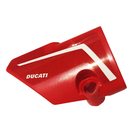 Technic, Panel Fairing # 1 Small Smooth Short, Side A with White Stripe and 'DUCATI' Pattern (Sticker) - Set 42107