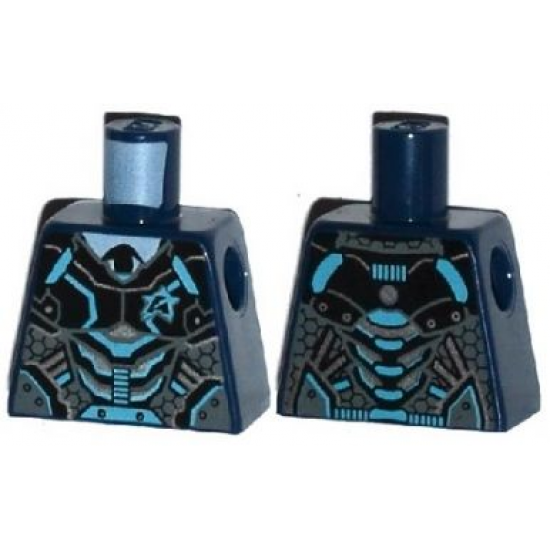 Torso Black, Silver and Medium Azure Body Armor with Ultra Agents Logo over Shirt and Black Tie Pattern