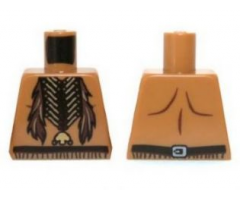 Torso Bare Chest with Beaded Necklace and Feathers Pattern