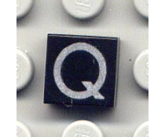 Tile 1 x 1 with Silver Capital Letter Q Pattern (Undetermined Type)