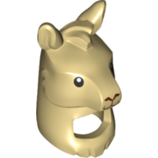 Minifigure, Headgear Head Cover, Costume Llama Head and Neck with Black Eyes, Reddish Brown Nose and Mouth Pattern