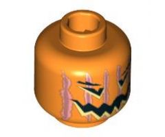 Minifigure, Head Pumpkin Jack O' Lantern with Vertical Lines on Back Pattern - Blocked Open Stud