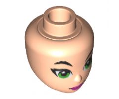Mini Doll, Head Friends with Black Eyebrows, Right Raised Eyebrow, Green Eyes and Dark Pink Lips Pattern (Poison Ivy)