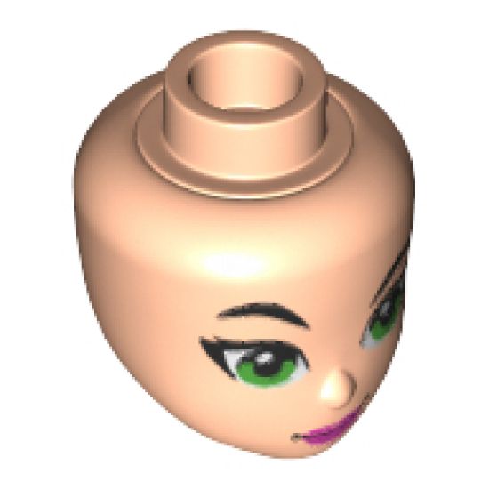 Mini Doll, Head Friends with Black Eyebrows, Right Raised Eyebrow, Green Eyes and Dark Pink Lips Pattern (Poison Ivy)