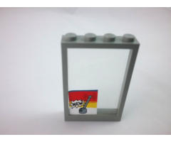 Window 1 x 4 x 5 with Fixed Glass with Light Gray Lever and Base and Black 'NEW' Pattern (Sticker) - Set 6378