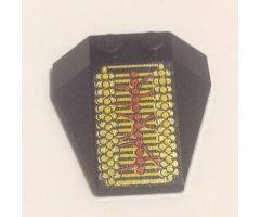 Wedge 4 x 4 Triple without Stud Notches with RoboForce Gold and Red Circuitry Pattern