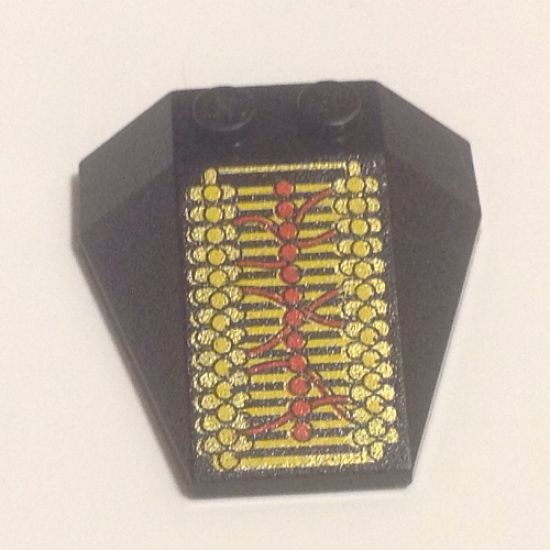 Wedge 4 x 4 Triple without Stud Notches with RoboForce Gold and Red Circuitry Pattern