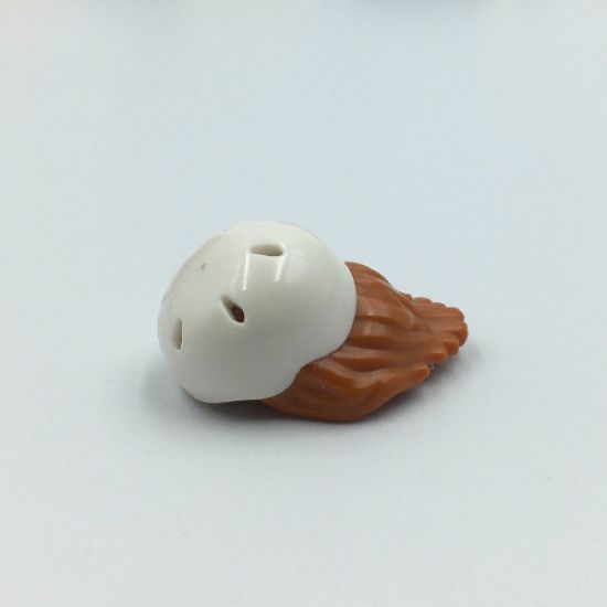 Minifigure, Hair Combo, Hair with Hat, Long Hair with White Bicycle Helmet Pattern