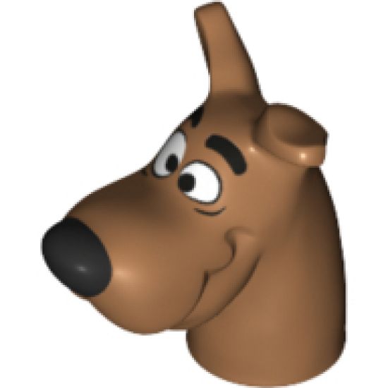 Animal, Body Part Dog Head Great Dane Scooby-Doo with Black Nose and Red Tongue Licking Chops Pattern