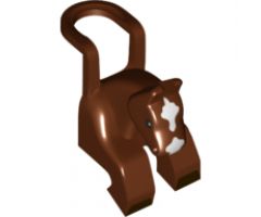 Minifigure, Body Wear Costume Horse Head and Legs with Black Eyes and Hooves, White Blaze Pattern