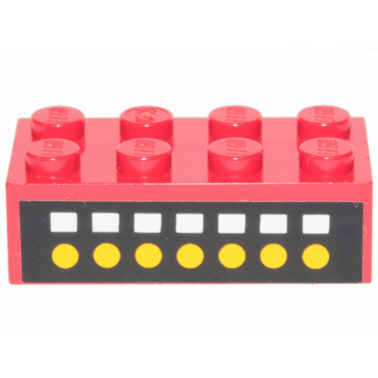 Brick 2 x 4 with 7 White Squares, 7 Yellow Dots on Black Pattern (Sticker) - Set 6382