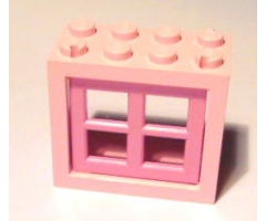Window 2 x 4 x 3 Frame with Medium Dark Pink Window 2 x 4 x 3 Pane (4132 / 4133)