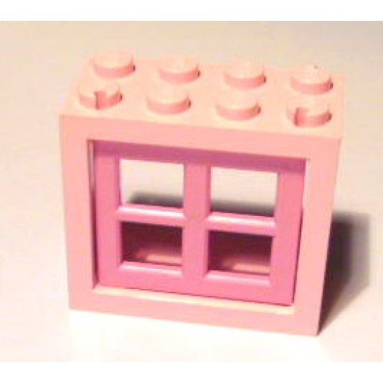 Window 2 x 4 x 3 Frame with Medium Dark Pink Window 2 x 4 x 3 Pane (4132 / 4133)