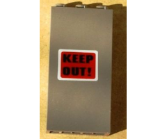 Brick 1 x 3 x 5 with Black 'KEEP OUT!' on Red Background Pattern (Sticker) - Set 7045