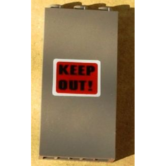 Brick 1 x 3 x 5 with Black 'KEEP OUT!' on Red Background Pattern (Sticker) - Set 7045