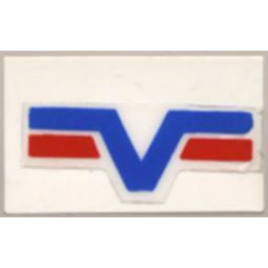 Panel 1 x 2 x 1 with Blue -V- and two Red Lines Pattern (Sticker) - Set 6614