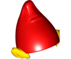 Minifigure, Headgear Hat, Elf with Pointed Ears with Red Top Pattern