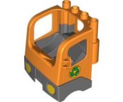 Duplo, Vehicle Cabin Truck Semi-Tractor Cab with Dark Bluish Gray Base and Recycling Arrows Pattern