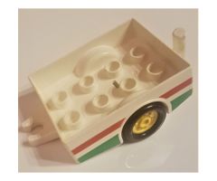 Duplo, Vehicle Trailer with Hitch Ends and Green and Red Stripe Pattern