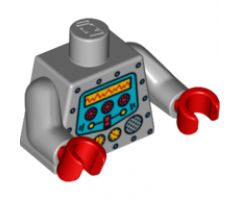 Torso Robot with Silver Rivets, Yellow Gauges, Red Knobs and Yellow Screen Pattern / Light Bluish Gray Arms / Red Hands