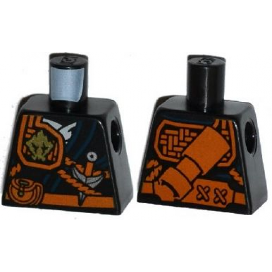 Torso Ninjago Robe with Belt with Pouch, Knife, Scabbard and Earth Power Emblem Pattern