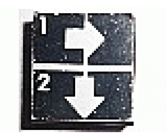 Tile 2 x 2 with White Number 1, Number 2, Crossed Lines, and Arrows Right, Down Pattern (Sticker) - Set 8094