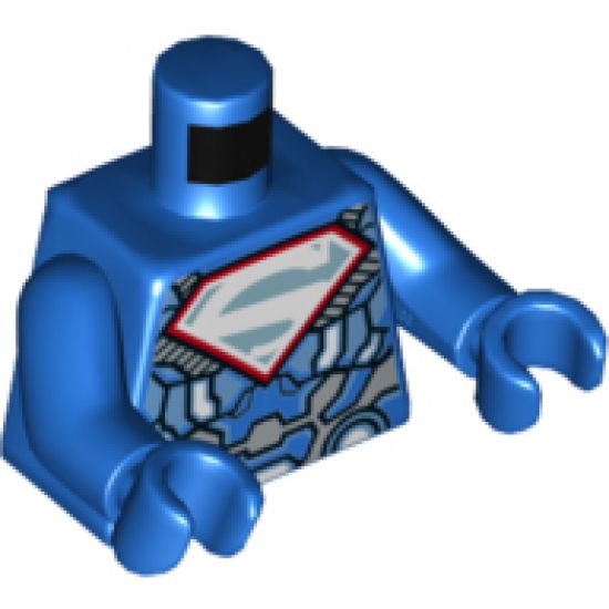 Torso Armor with Silver Superman 'S' Logo with Red Border Pattern / Blue Arms / Blue Hands