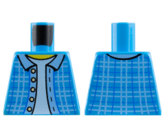 Torso Plaid Jacket with Collar, Buttons and Light Blue Undershirt Pattern