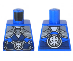 Torso Ninjago Dark Blue Straps, Silver Armor, Clasps and Lightning Emblem Pattern