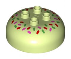 Duplo, Brick Round 4 x 4 Dome Top with 2 x 2 Studs and Candy Sprinkles Pattern