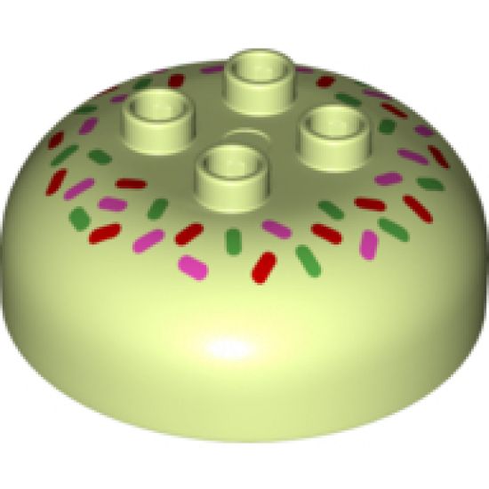 Duplo, Brick Round 4 x 4 Dome Top with 2 x 2 Studs and Candy Sprinkles Pattern