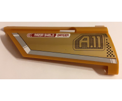 Technic, Panel Fairing #21 Large Long, Small Hole, Side B with 'RAZOR SHIELD DANGER' and 'A.11' Pattern (Sticker) - Set 7714
