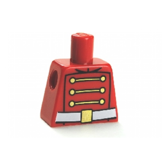 Torso Toy Soldier Uniform with 3 Gold Chains, 6 Buttons and White Belt with Gold Buckle Pattern