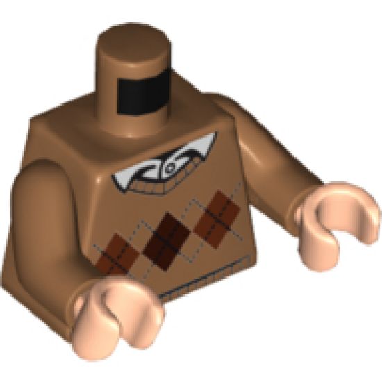 Torso Argyle Sweater with White Shirt Collar and Button Pattern / Medium Nougat Arms / Light Nougat Hands