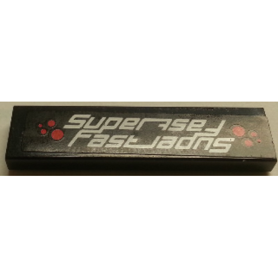 Tile 1 x 4 with White 'SuperFast' and Red Dots on Black Background Pattern (Sticker) - Set 8154