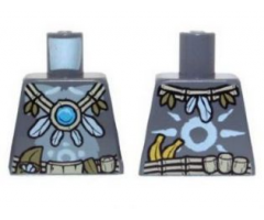 Torso Gorilla with Utility Belt, Feather and Vine Necklace with Dark Azure Round Jewel (Chi) Pattern