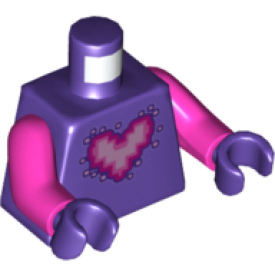 Torso Metal Pink Pixelated Heart with Bright Pink and Magenta Outlines Pattern / Dark Pink Arms / Dark Purple Hands
