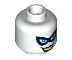 Minifigure, Head Female Black Eye Mask, Blue Eyes, Black Lips Pattern - Blocked Open Stud
