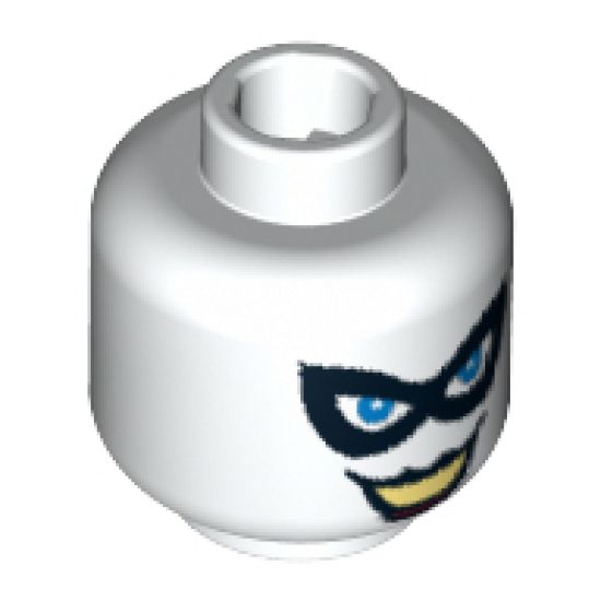 Minifigure, Head Female Black Eye Mask, Blue Eyes, Black Lips Pattern - Blocked Open Stud