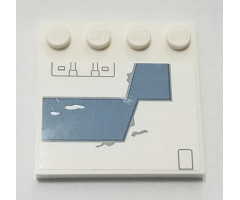Tile, Modified 4 x 4 with Studs on Edge with Gray Lines and Sand Blue Trapezoid Panels Pattern (Sticker) - Set 75218