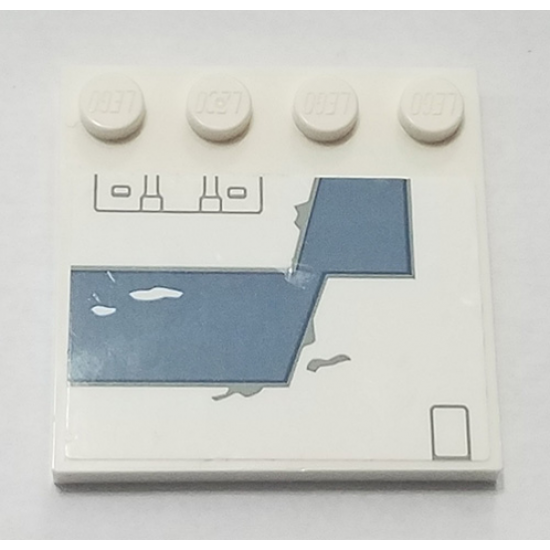 Tile, Modified 4 x 4 with Studs on Edge with Gray Lines and Sand Blue Trapezoid Panels Pattern (Sticker) - Set 75218