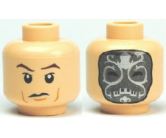 Minifigure, Head Dual Sided HP Death Eater Mask with White Swirls / Raised Eyebrows Pattern - Blocked Open Stud