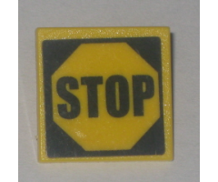 Road Sign 2 x 2 Square with Clip with Black 'STOP' in Octagon Pattern (Sticker) - Set 4855
