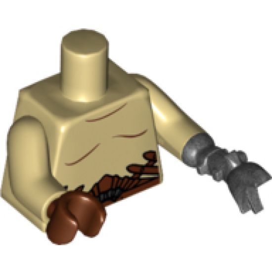 Torso LotR Bare Chest with Dark Brown Markings and Belt Straps Pattern / Reddish Brown Hand Right / Pearl Dark Gray Claw Left
