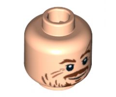 Minifigure, Head Moustache Brown, Scratches/Scars across Face Pattern (HP Professor Lupin) - Hollow Stud